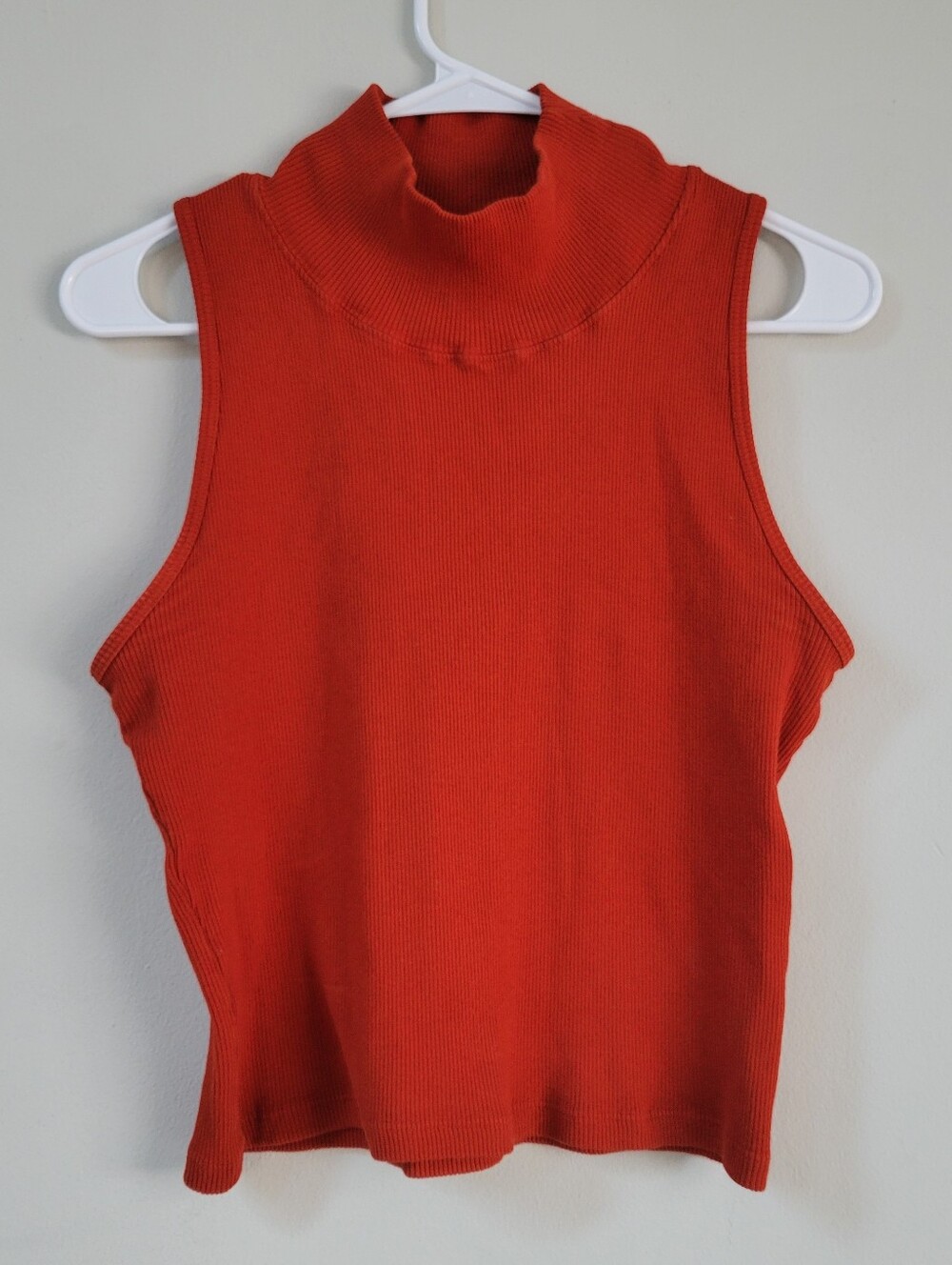Big Bud Press Orange Turtleneck Tank Stretch Ribbed Women Size M Layers Maximal